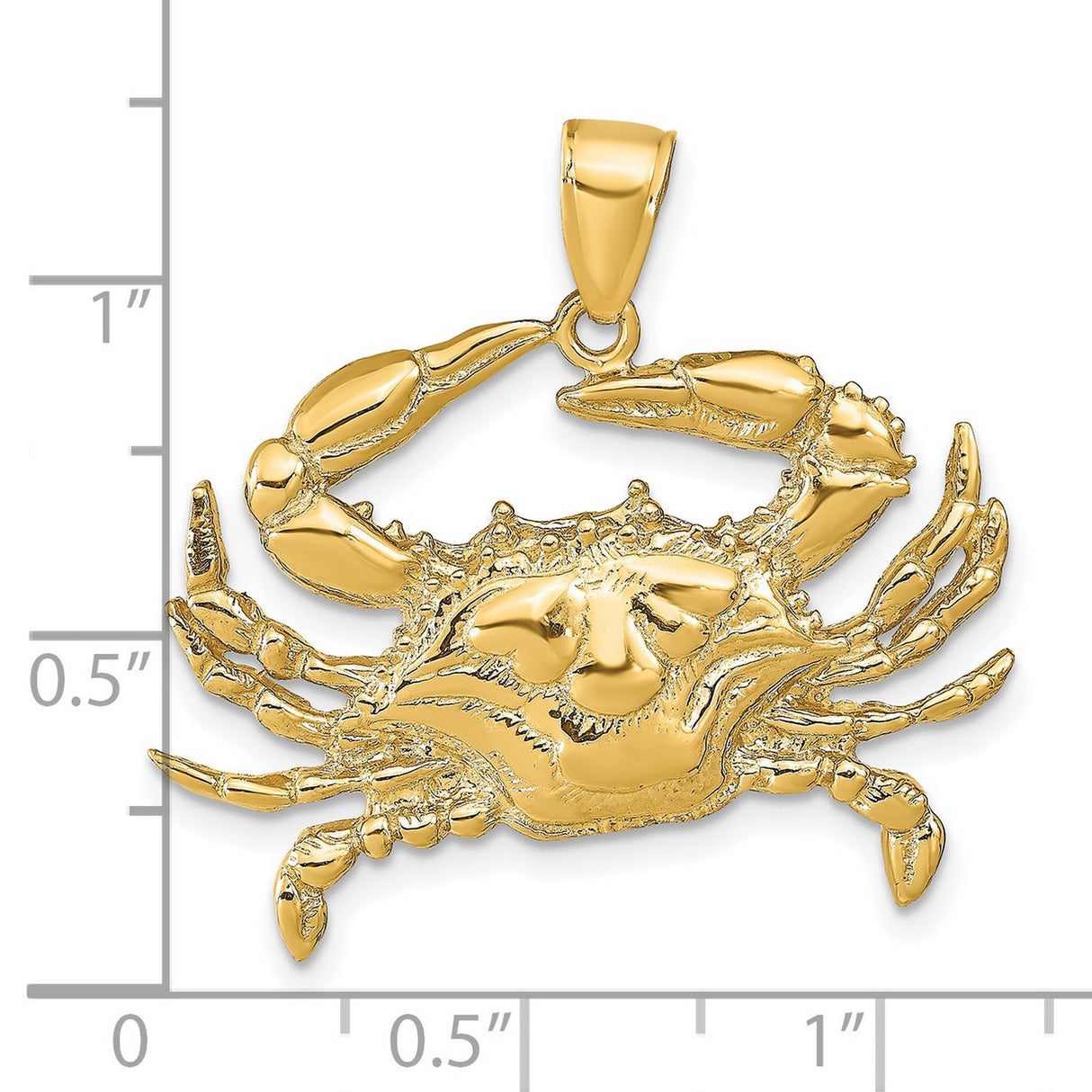 10k Yellow Gold Crab Pendant with Cancer Zodiac Symbol, Nautical Ocean Theme