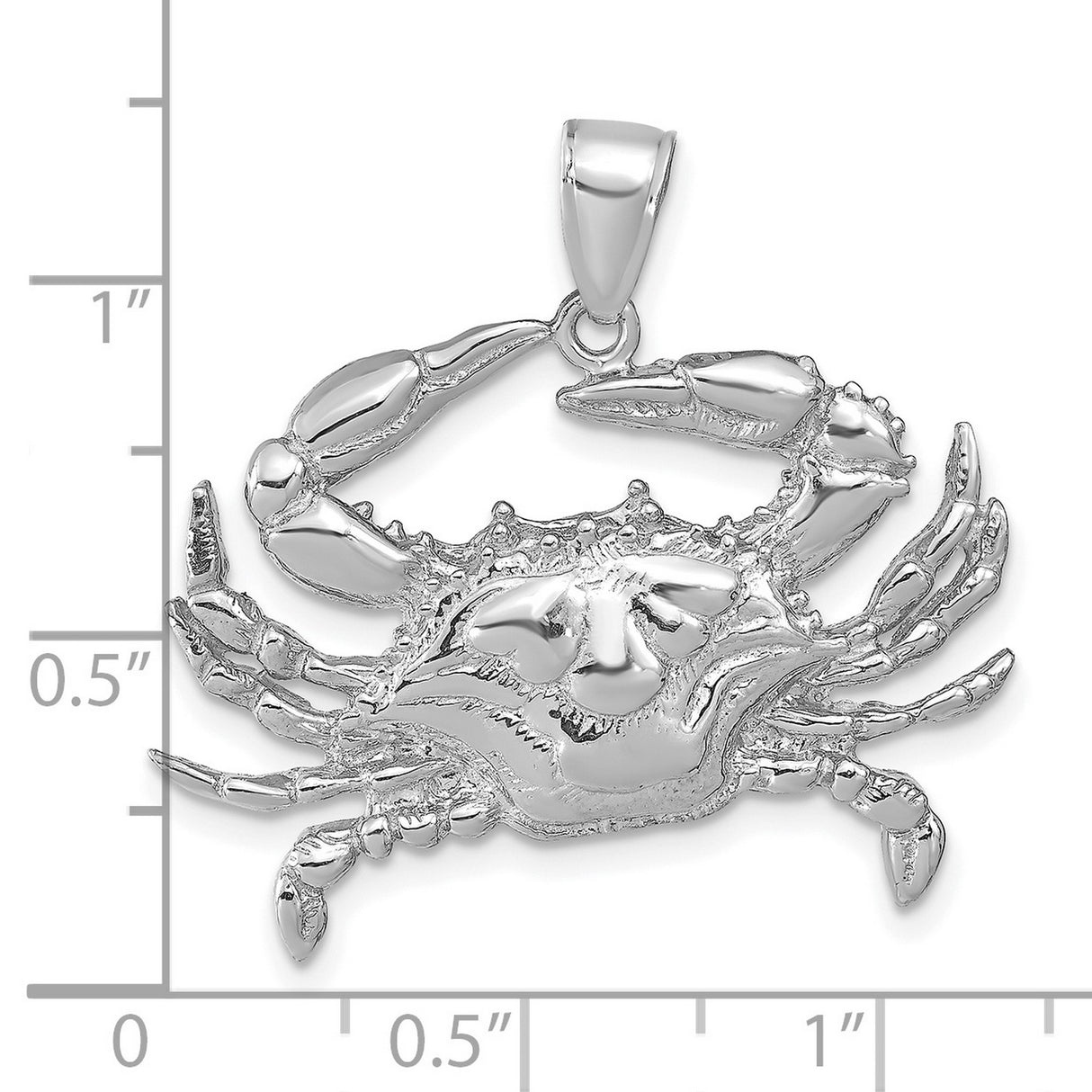 14k White Gold Crab Pendant, Cancer Zodiac Symbol, Nautical Marine Charm