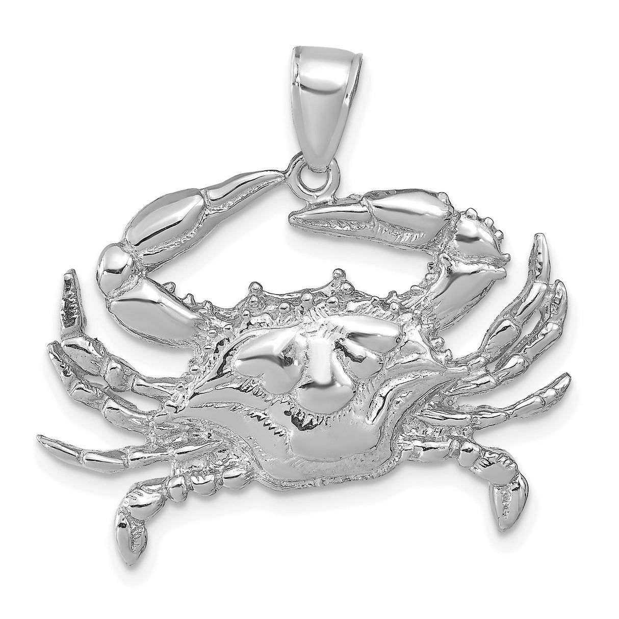 14k White Gold Crab Pendant, Cancer Zodiac Symbol, Nautical Marine Charm