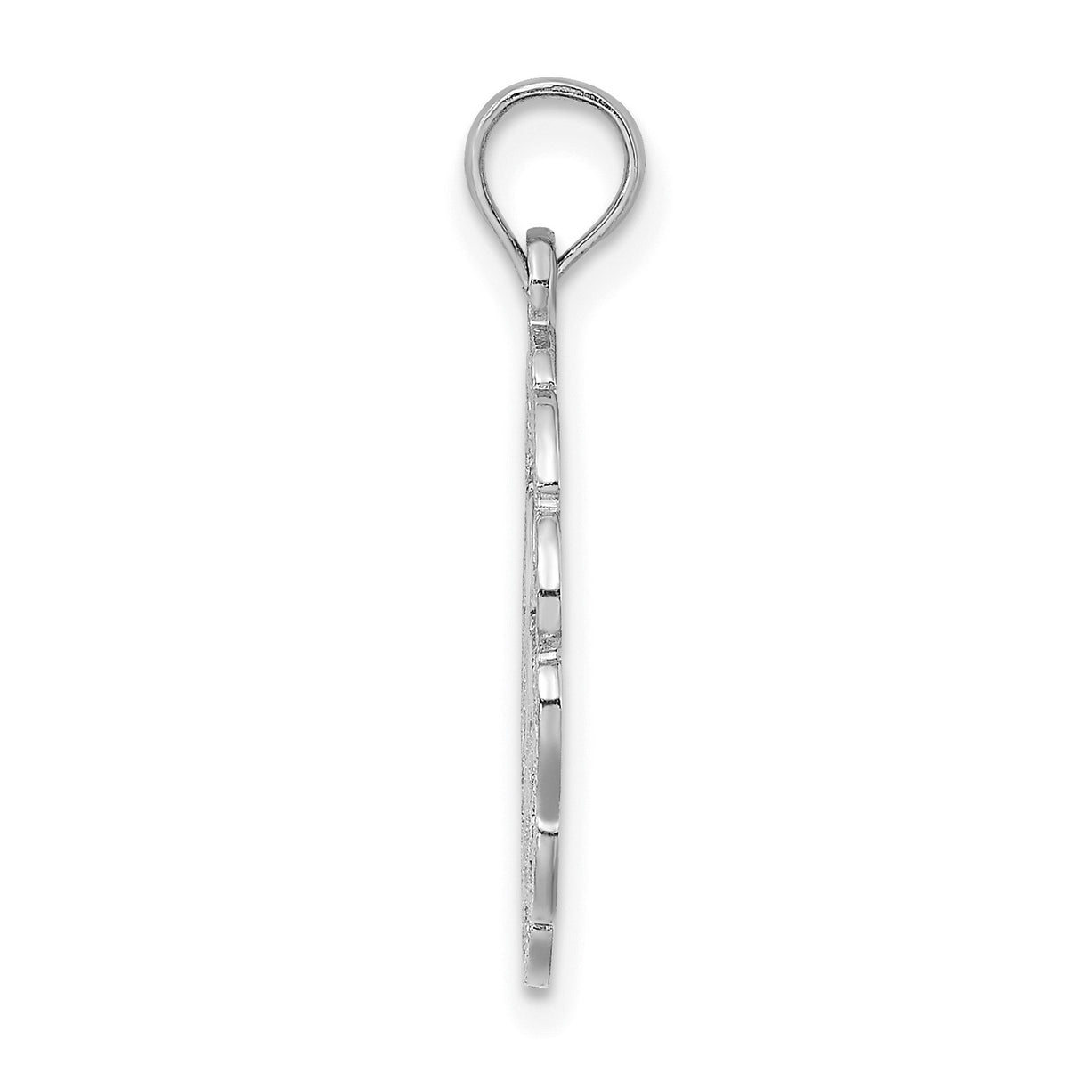 14k White Gold Dolphin Pendant with Two Dolphins and Waves in Open Circle Design