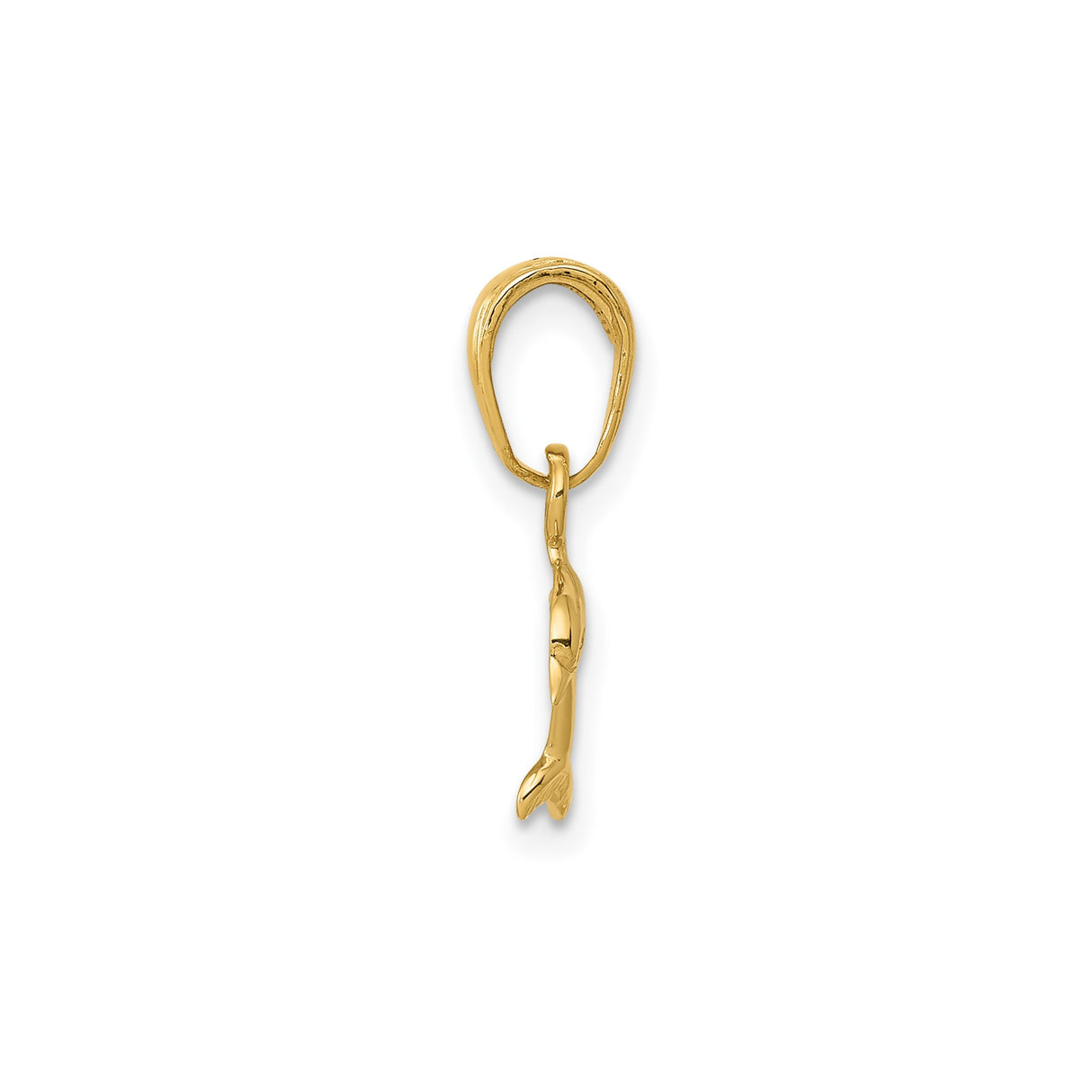14k Yellow Gold Dolphin Pendant Charm, Jumping Marine Animal, Ocean Nautical Theme