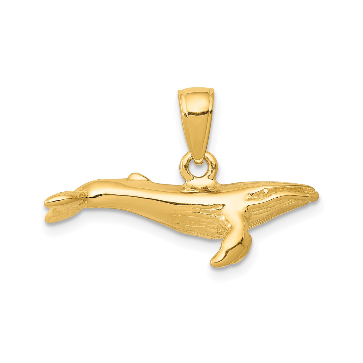 14k Yellow Gold Whale Pendant with Humpback Whale Design, Ocean Animal Nautical Charm