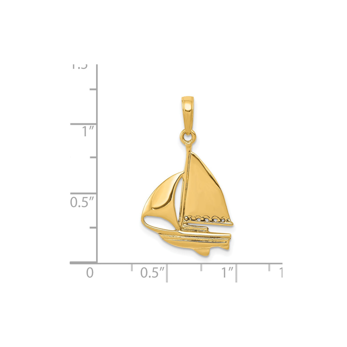 14k Yellow Gold Sailboat Pendant, Nautical Ocean Charm Symbolizing Exploration and Freedom