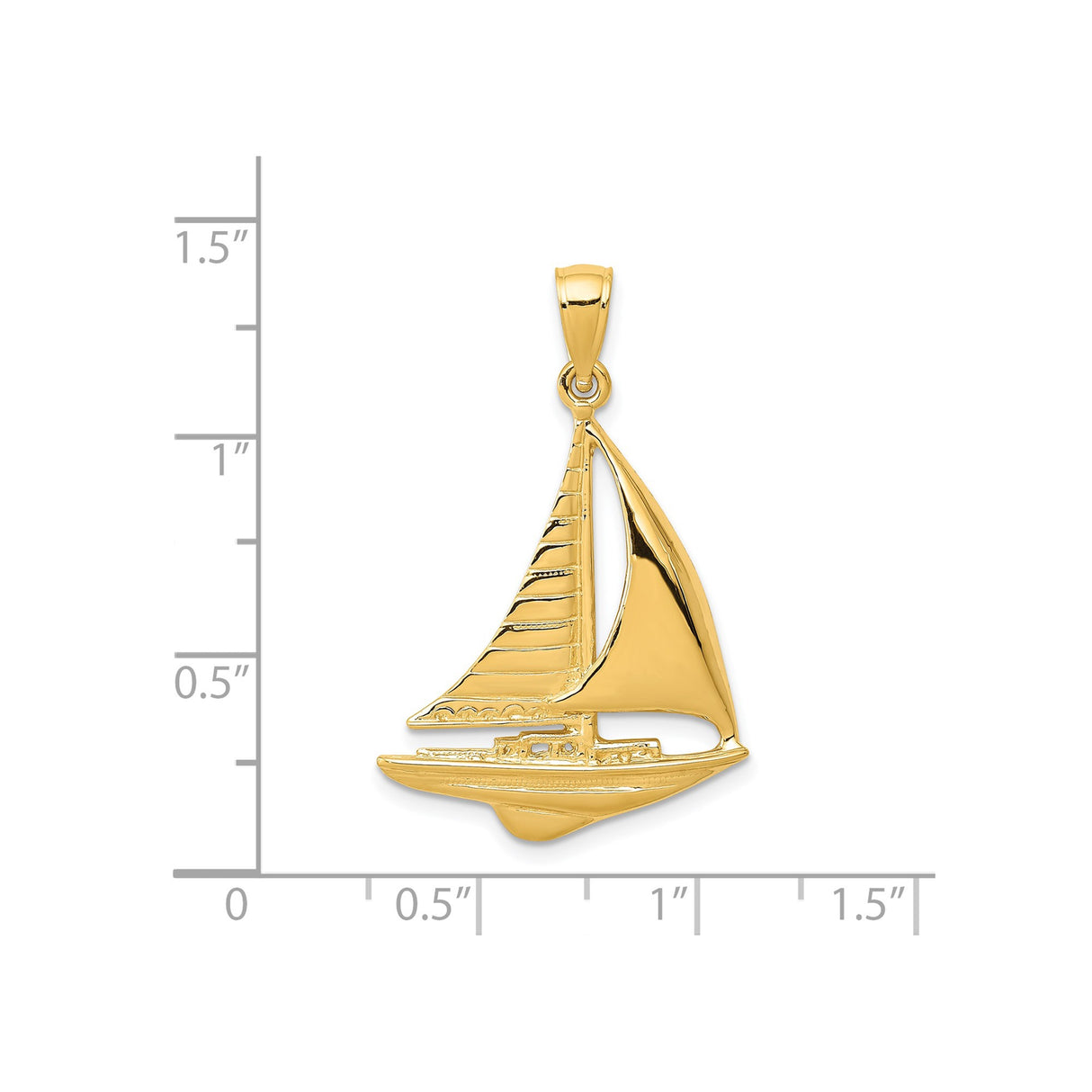 14k Yellow Gold Sailboat Pendant, Nautical Maritime Charm, Unisex Coastal Jewelry