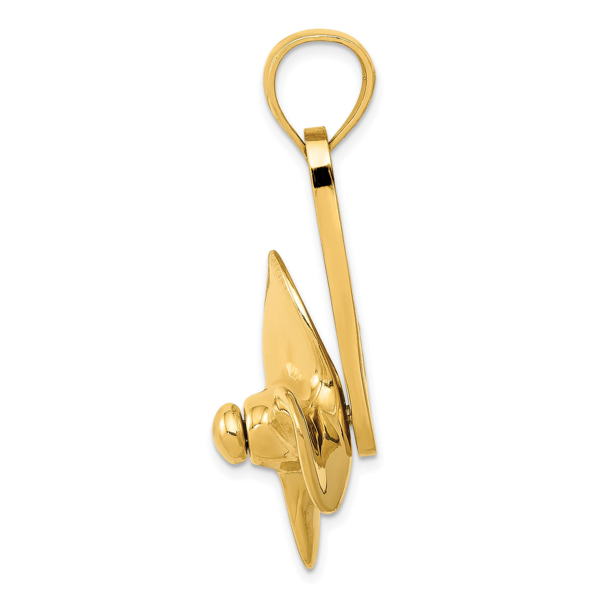 14k Yellow Gold Propeller Pendant, Three Blade Boat Charm, Nautical Marine Theme for Men or Unisex