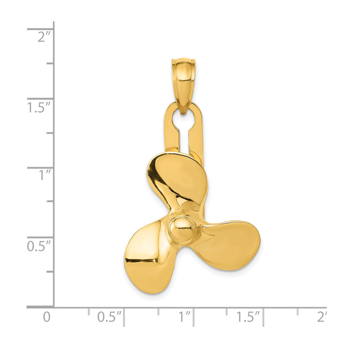 14k Yellow Gold Propeller Pendant, Three Blade Boat Charm, Nautical Marine Theme for Men or Unisex