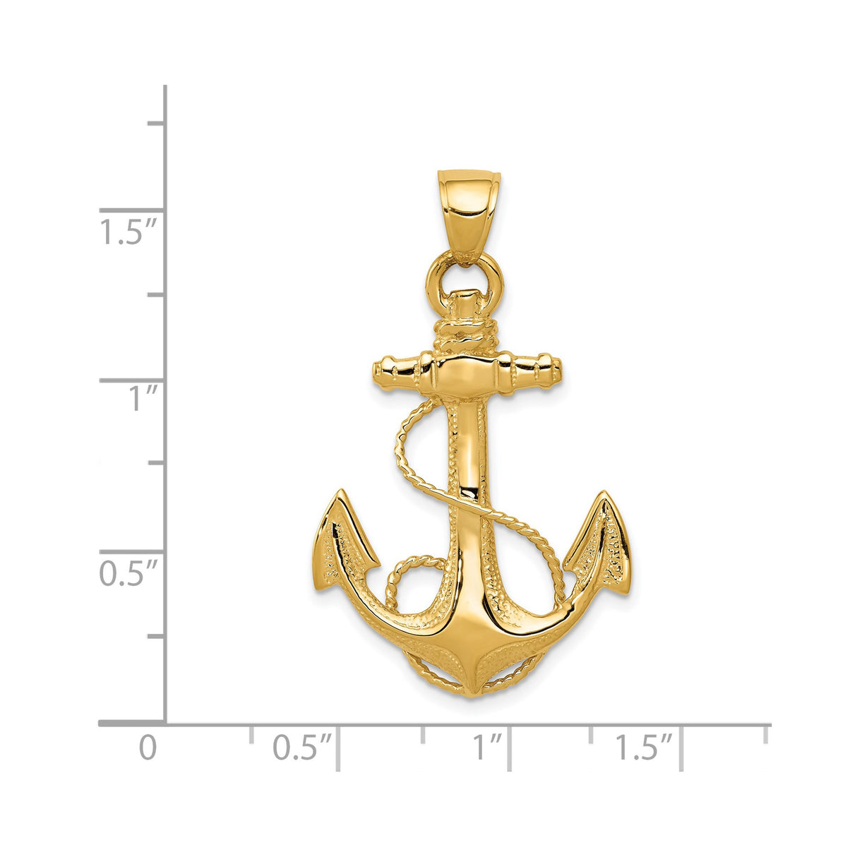 14k Yellow Gold Anchor Pendant with Rope Detailing, Nautical Christian Symbol for Men or Unisex