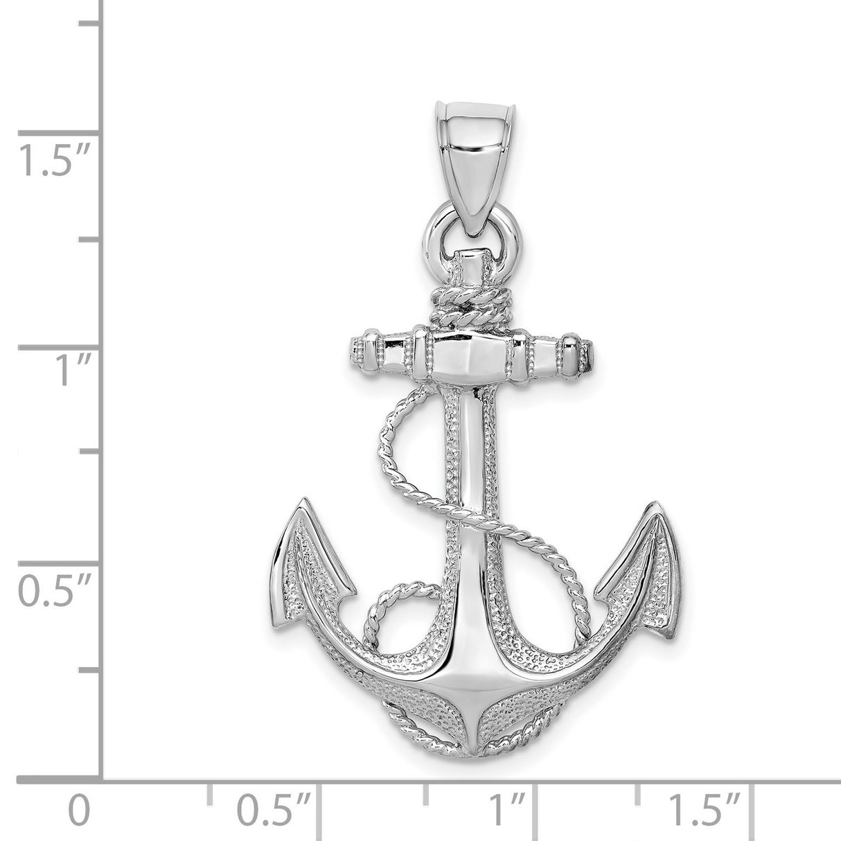 14k White Gold Anchor Pendant with Rope Accents, Nautical Faith Symbol