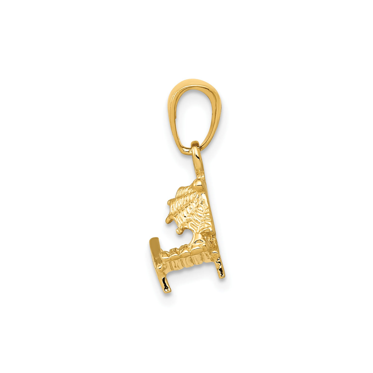 14k Yellow Gold Pendant with Beach Scene, Lounge Chair and Umbrella, Tropical Vacation Charm