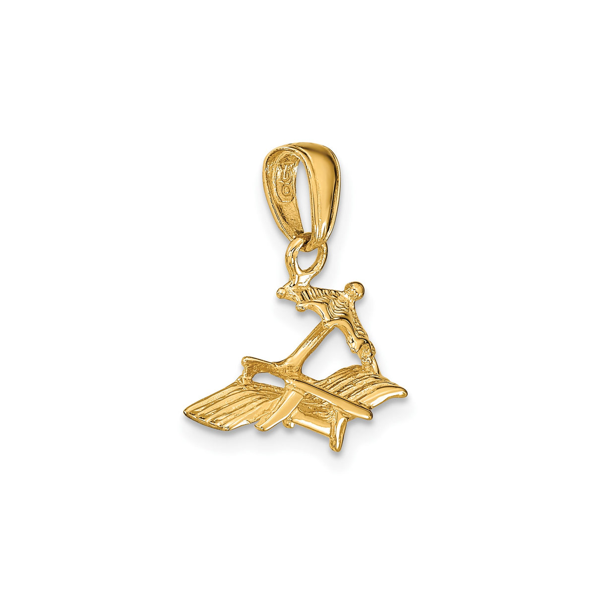 14k Yellow Gold Pendant with Beach Scene, Lounge Chair and Umbrella, Tropical Vacation Charm