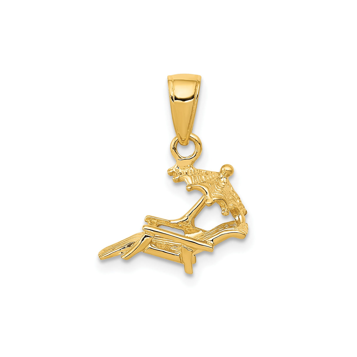 14k Yellow Gold Pendant with Beach Scene, Lounge Chair and Umbrella, Tropical Vacation Charm