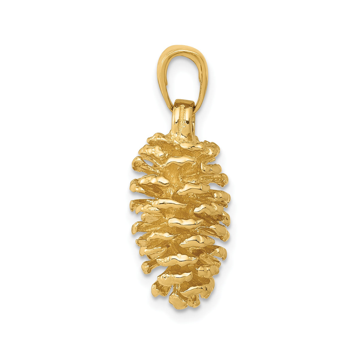 14k Yellow Gold Pinecone Pendant, Nature-Inspired Botanical Design for Women and Unisex Wear