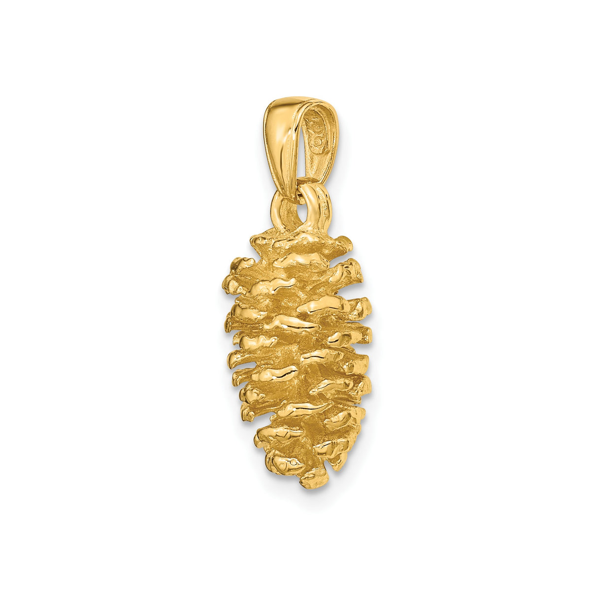 14k Yellow Gold Pinecone Pendant, Nature-Inspired Botanical Design for Women and Unisex Wear