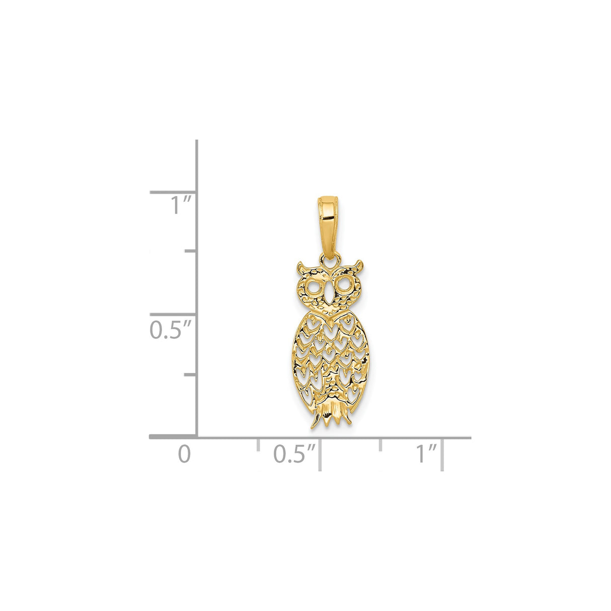 14k Yellow Gold Owl Pendant, Openwork Animal Charm with Symbolic Design for Women