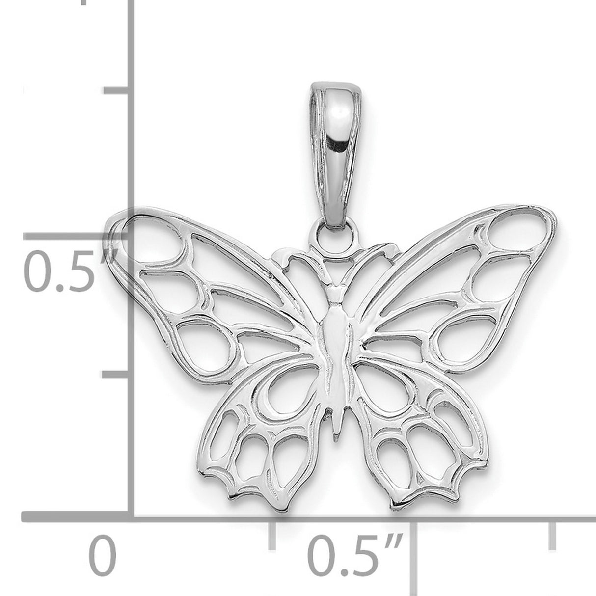14k White Gold Butterfly Pendant, Openwork Design Symbolizing Transformation and Renewal