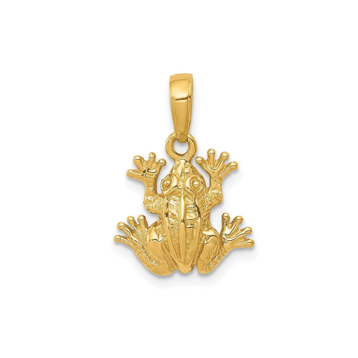 14k Yellow Gold Frog Pendant, Nature-Inspired Animal Charm Symbolizing Transformation and Renewal