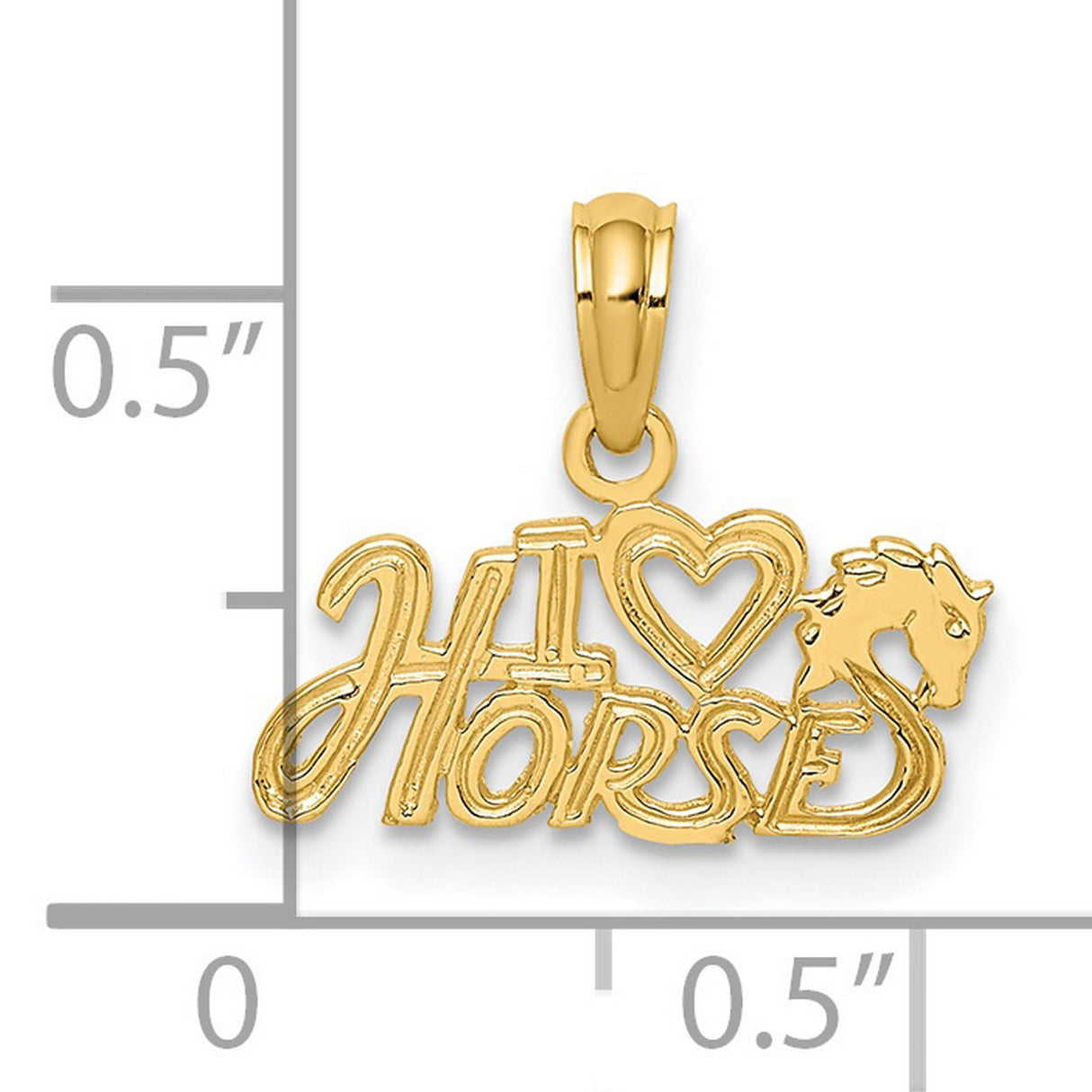 14k Yellow Gold Horse Head Pendant with Heart Design, Equestrian Charm for Women and Girls