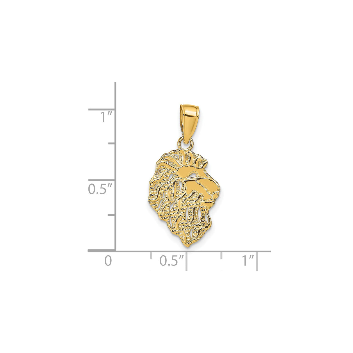 14k Yellow Gold Lion Head Pendant, Detailed Cutout Design, Symbol of Strength and Leadership