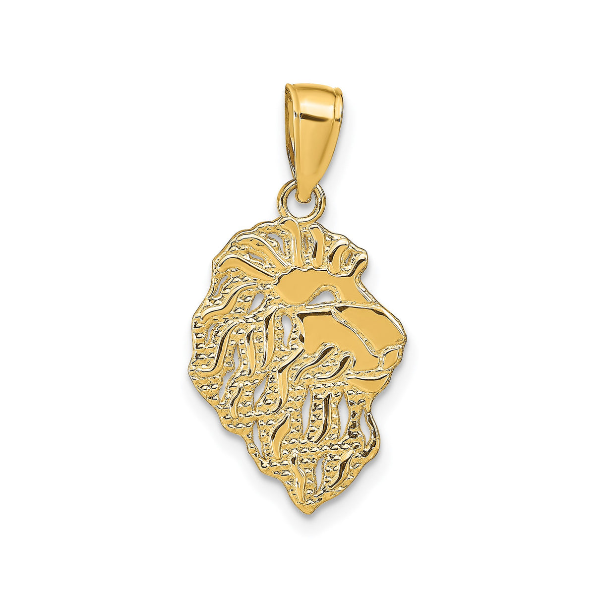 14k Yellow Gold Lion Head Pendant, Detailed Cutout Design, Symbol of Strength and Leadership