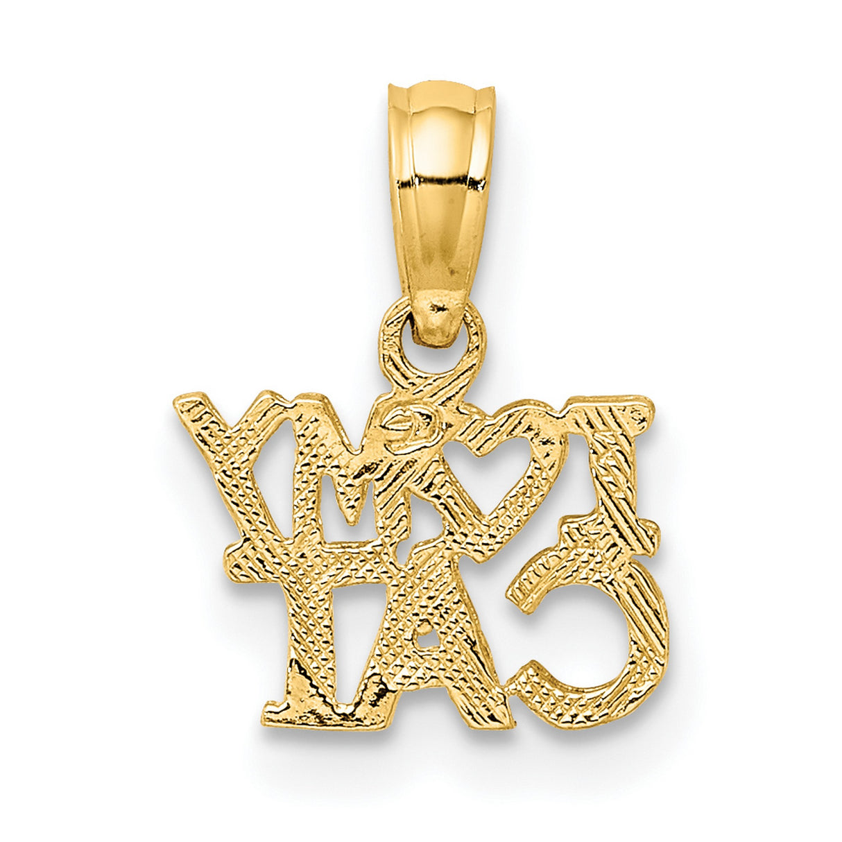 14k Yellow Gold Cat Pendant, I Love My Cat Charm, Feline Jewelry for Women or Unisex Wearers