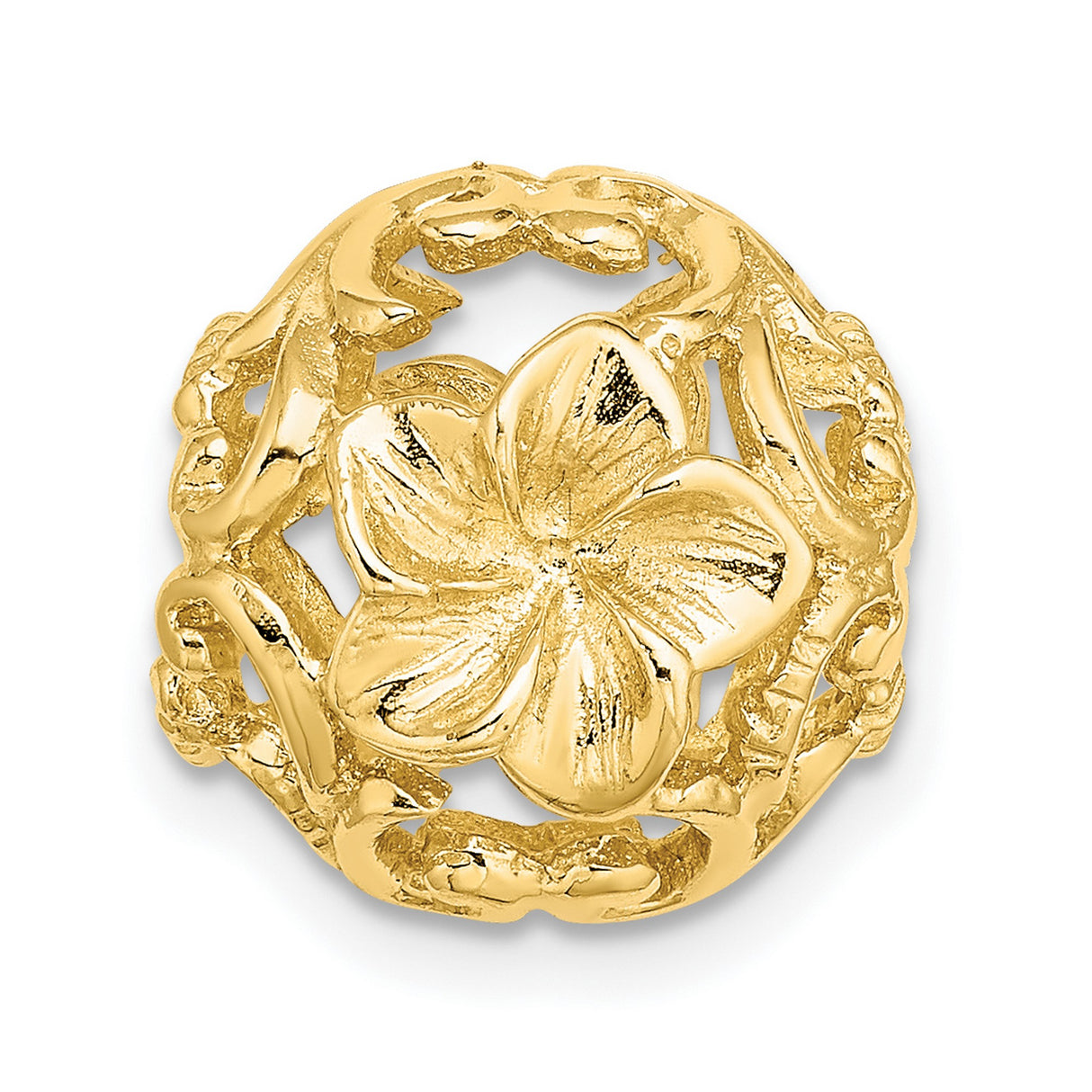 14k Yellow Gold Blossom Leaf Pendant with Openwork Floral Design for Women