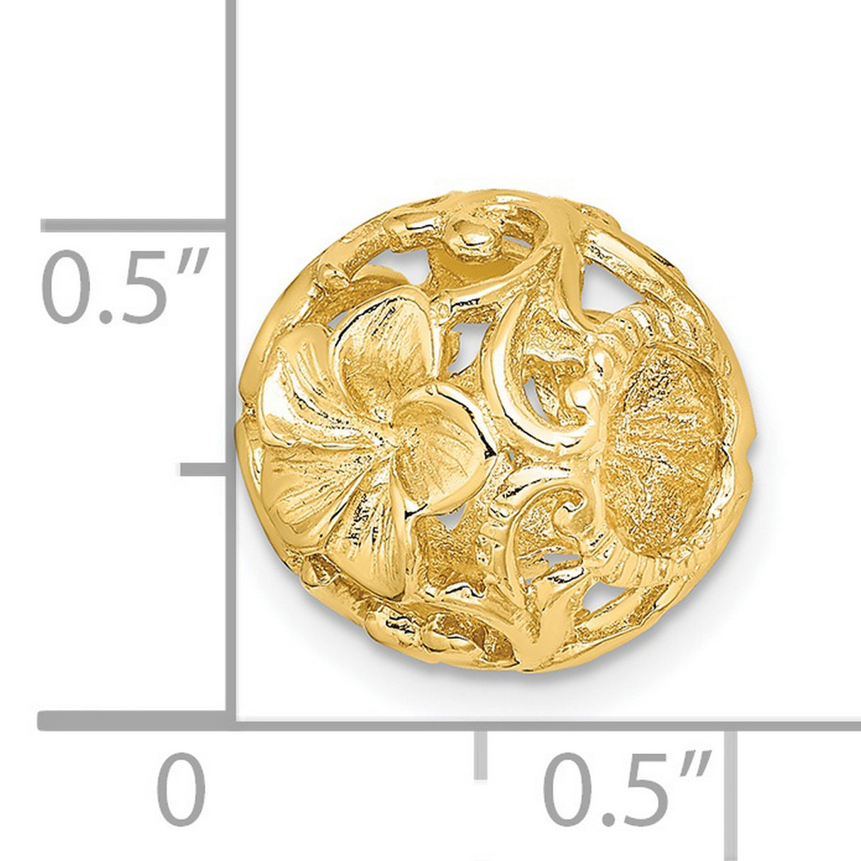 14k Yellow Gold Blossom Leaf Pendant with Openwork Floral Design for Women