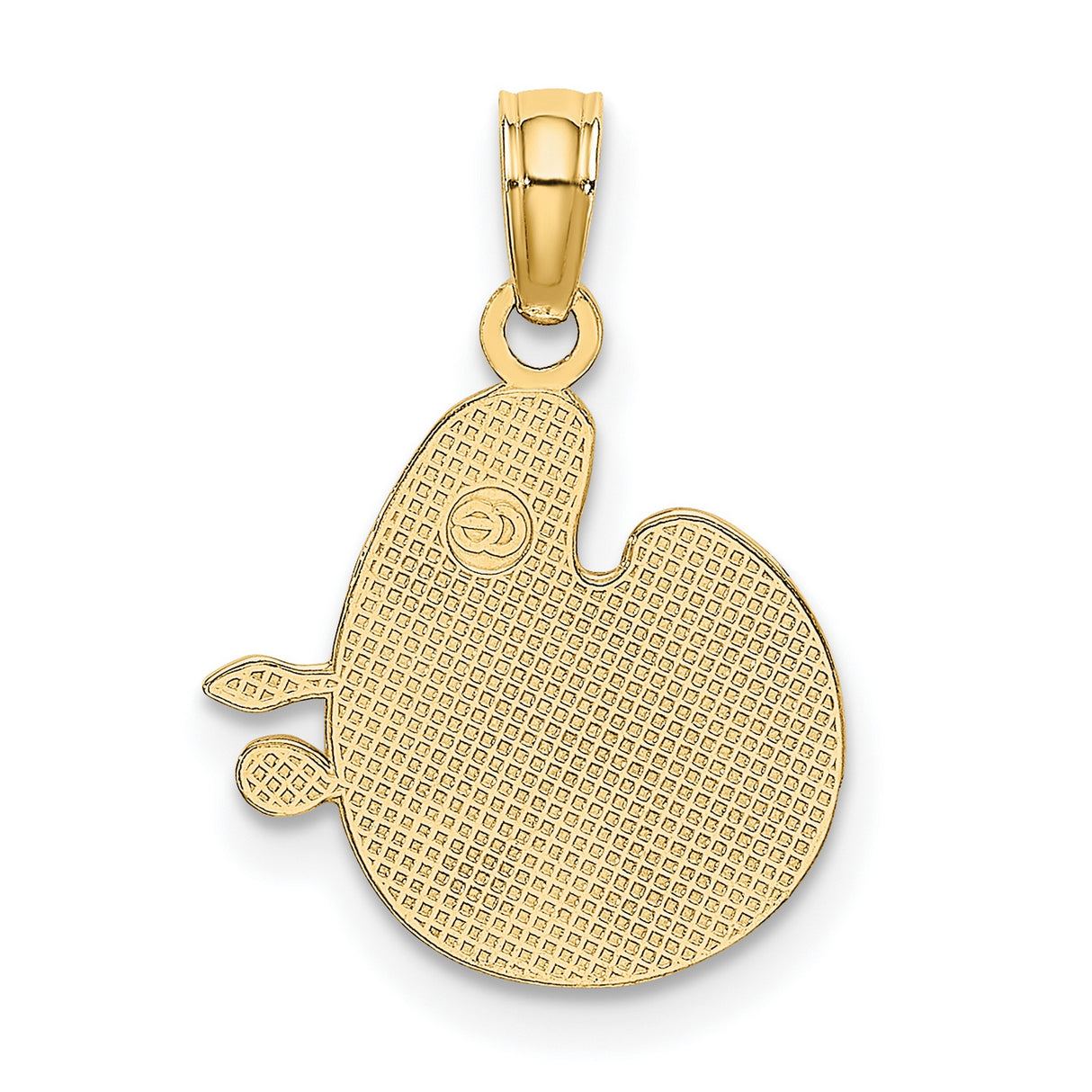 14k Yellow Gold Artist Palette Pendant with Paintbrush Accents, Painter Charm Jewelry