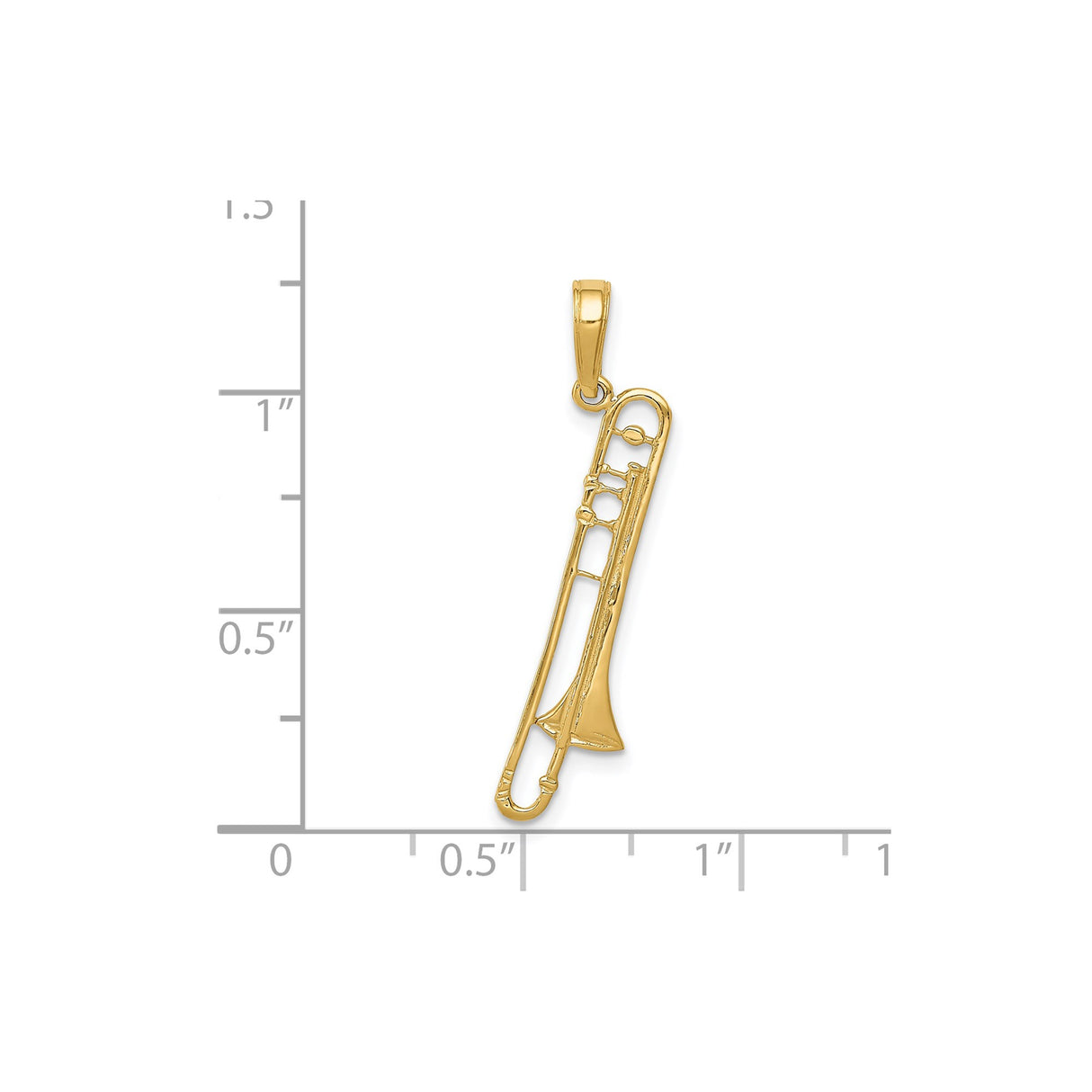 14k Yellow Gold Trombone Pendant, Musical Instrument Charm for Jazz and Brass Band Lovers