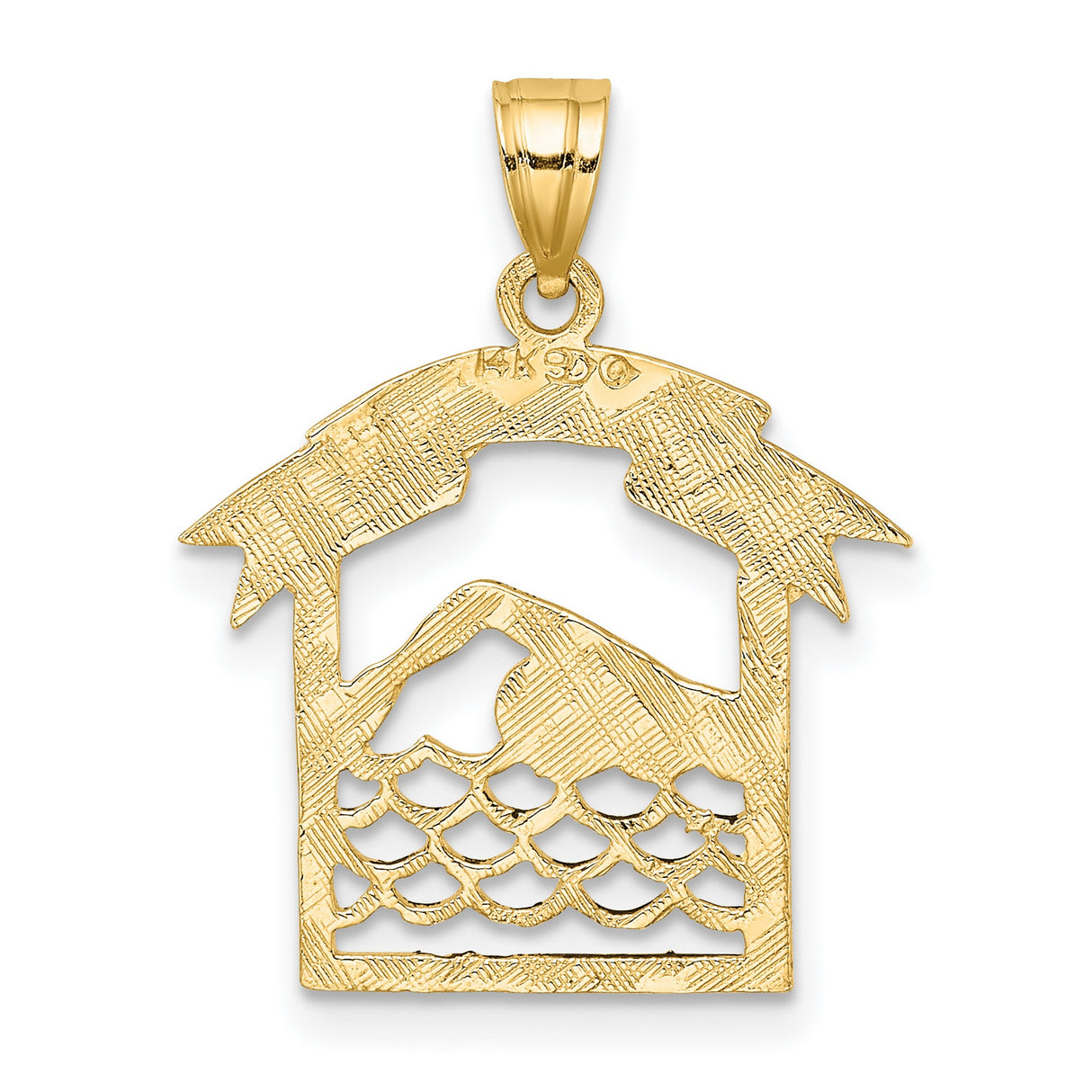 14k Yellow Gold Swimmer Pendant with Cut-Out Athlete and SWIMMER Banner