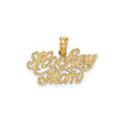 14k Yellow Gold Hockey Mom Pendant, Polished Script Sports Charm for Women