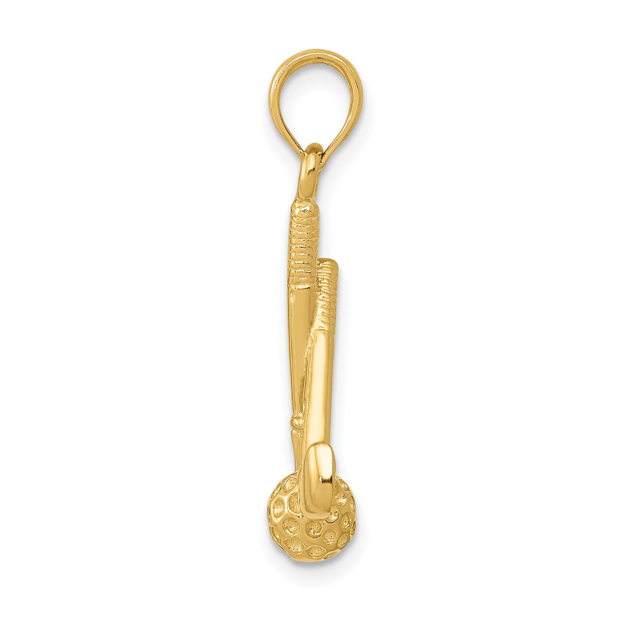 14k Yellow Gold Golf Club and Ball Pendant with Crossed Clubs, Sports Charm for Men or Unisex