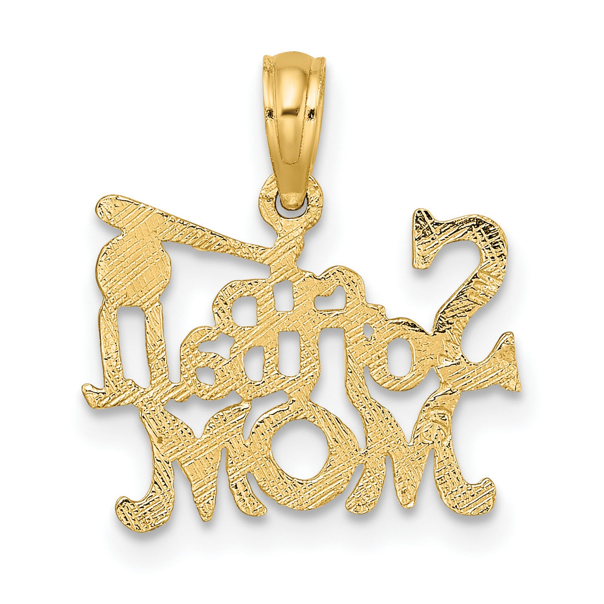 14k Yellow Gold Softball Mom Pendant with Bat and Ball Design