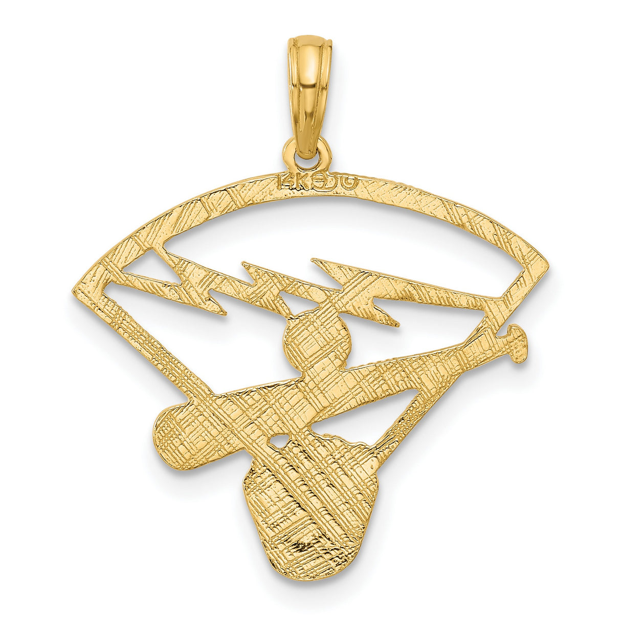 14k Yellow Gold Baseball Pendant with Glove, Bat, Ball, Lightning Bolt and Home Plate Design