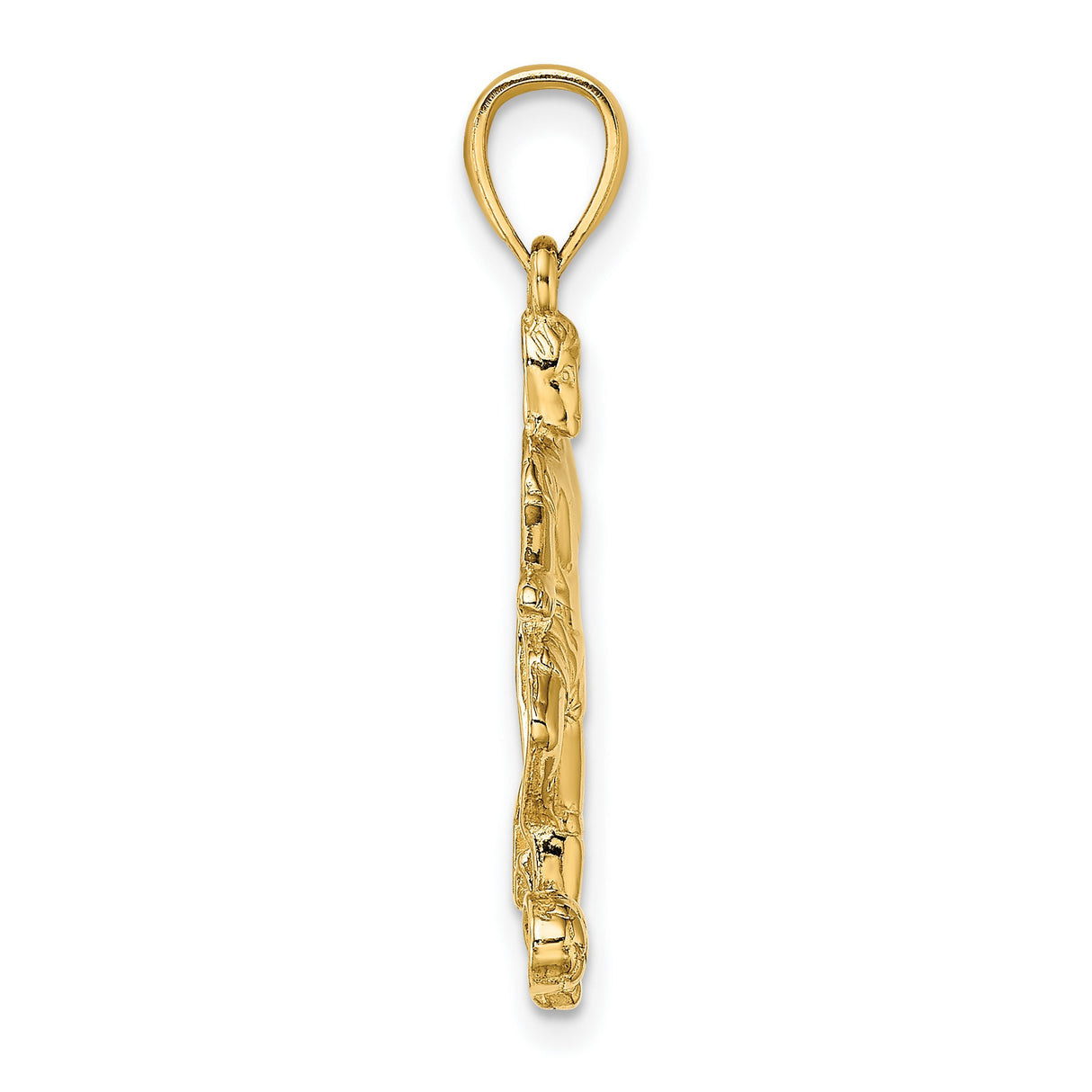 14k Yellow Gold Soccer Player Pendant, Athlete Dribbling Charm for Men or Unisex Wear