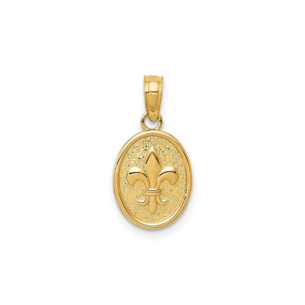 14k Yellow Gold Pendant with Raised Fleur-de-Lis Emblem, French Heritage Charm