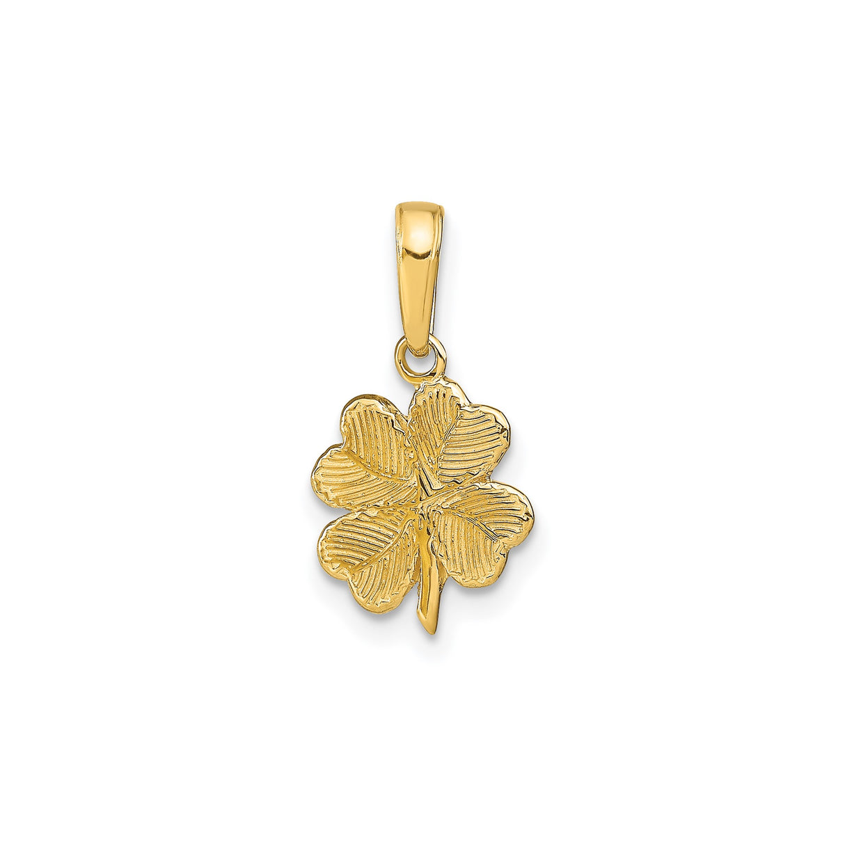 14k Yellow Gold Four-Leaf Clover Pendant, Celtic Good Luck Charm for Women