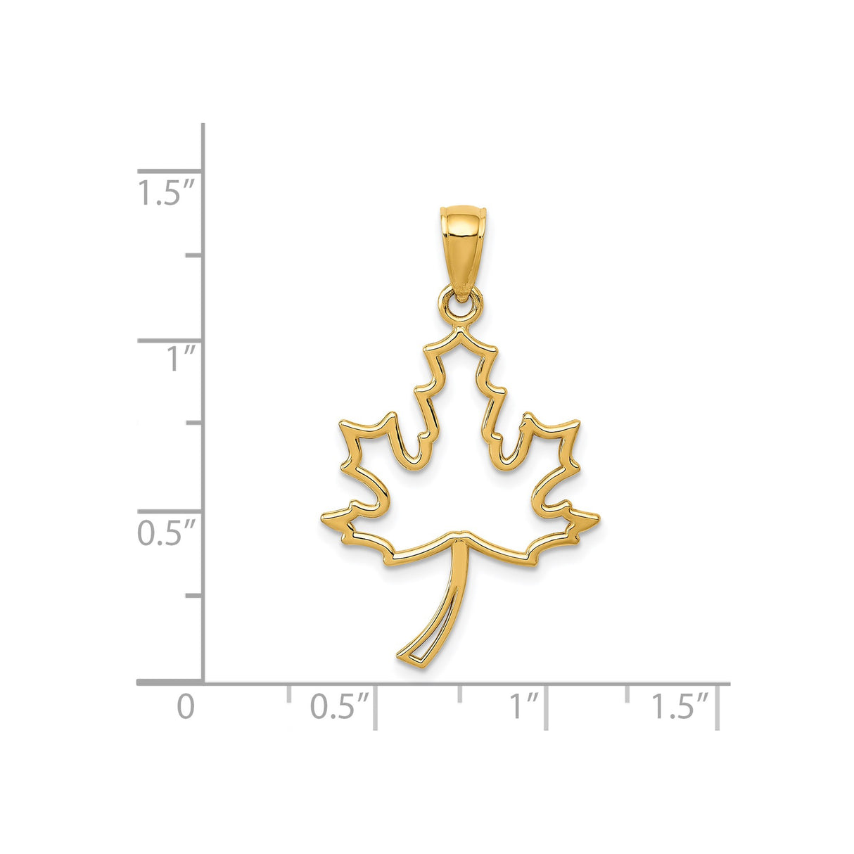 14k Yellow Gold Maple Leaf Pendant, Open Cut Nature Symbol, Unisex Minimalist Charm