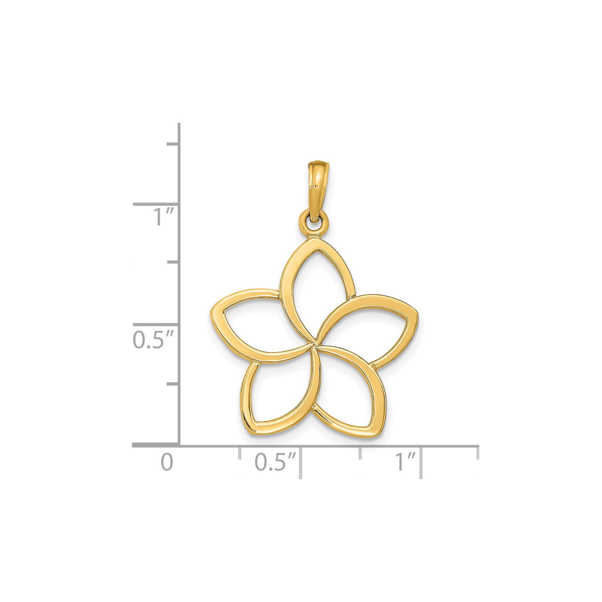 14k Yellow Gold Open Petal Flower Pendant, Cut-Out Floral Charm for Women