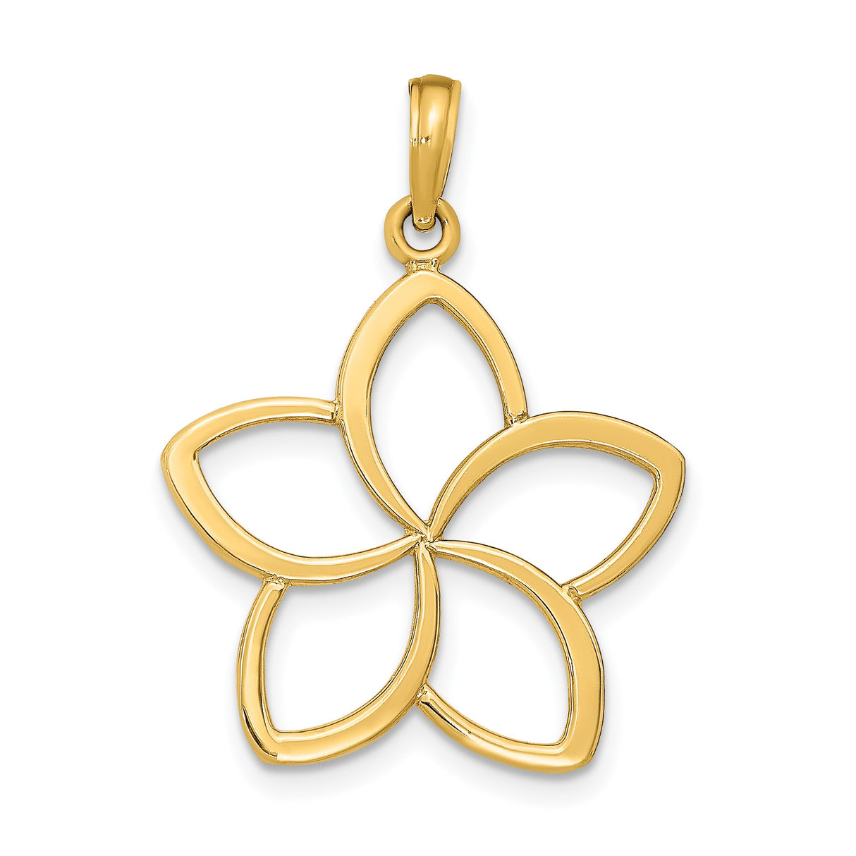 14k Yellow Gold Open Petal Flower Pendant, Cut-Out Floral Charm for Women