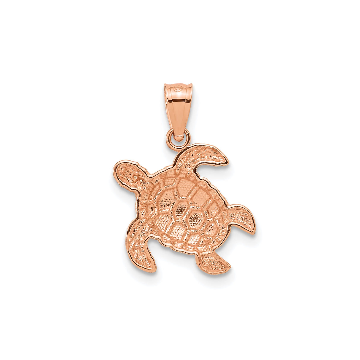 14k Rose Gold Sea Turtle Pendant, Ocean-Inspired Marine Animal Charm