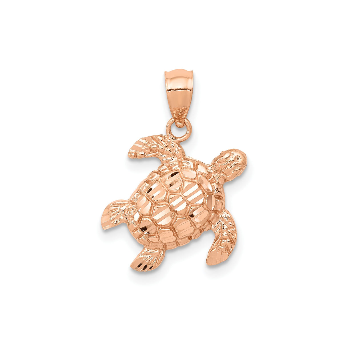 14k Rose Gold Sea Turtle Pendant, Ocean-Inspired Marine Animal Charm