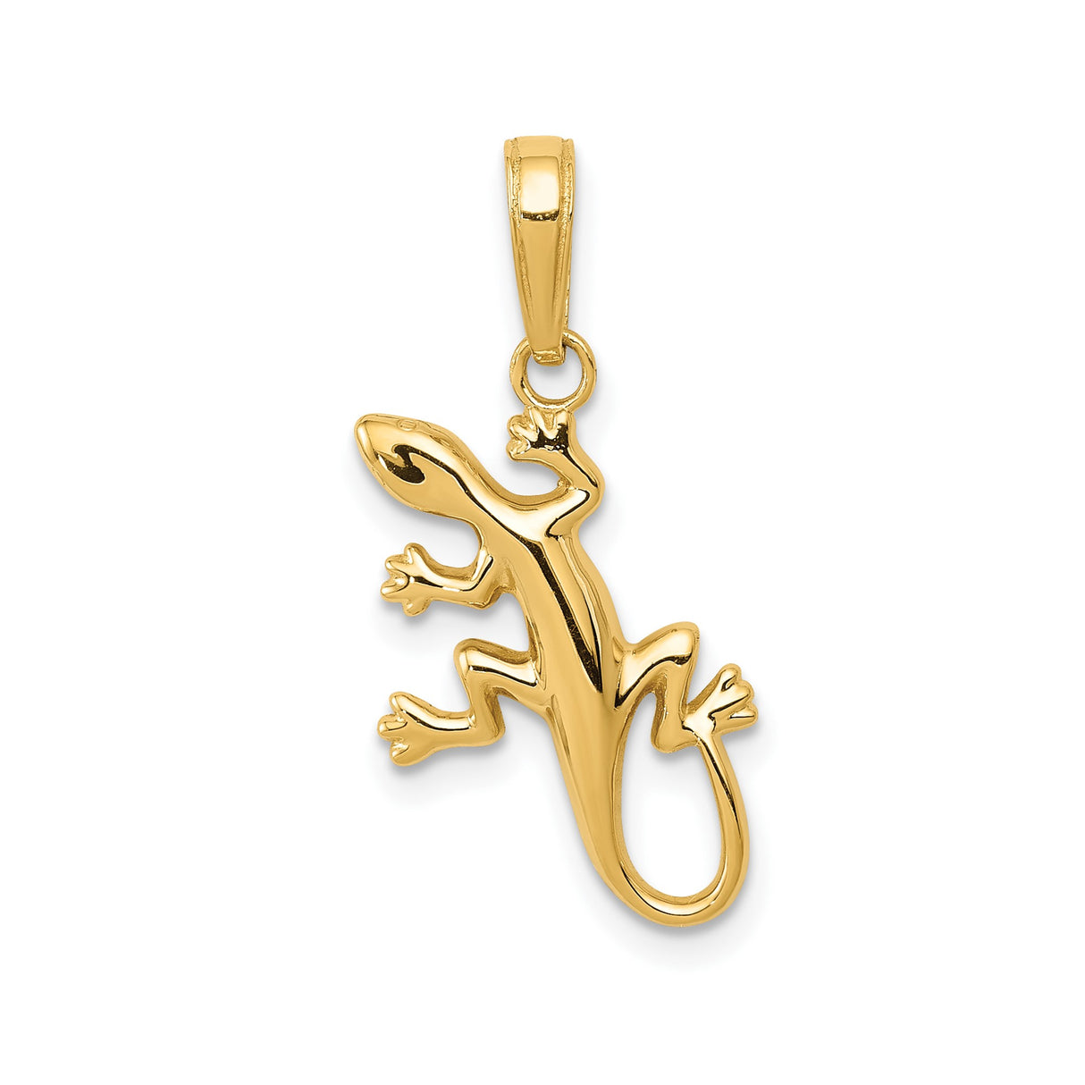 14k Yellow Gold Lizard Pendant, Sleek Gecko Animal Charm, Nature-Inspired Jewelry for Women or Unisex