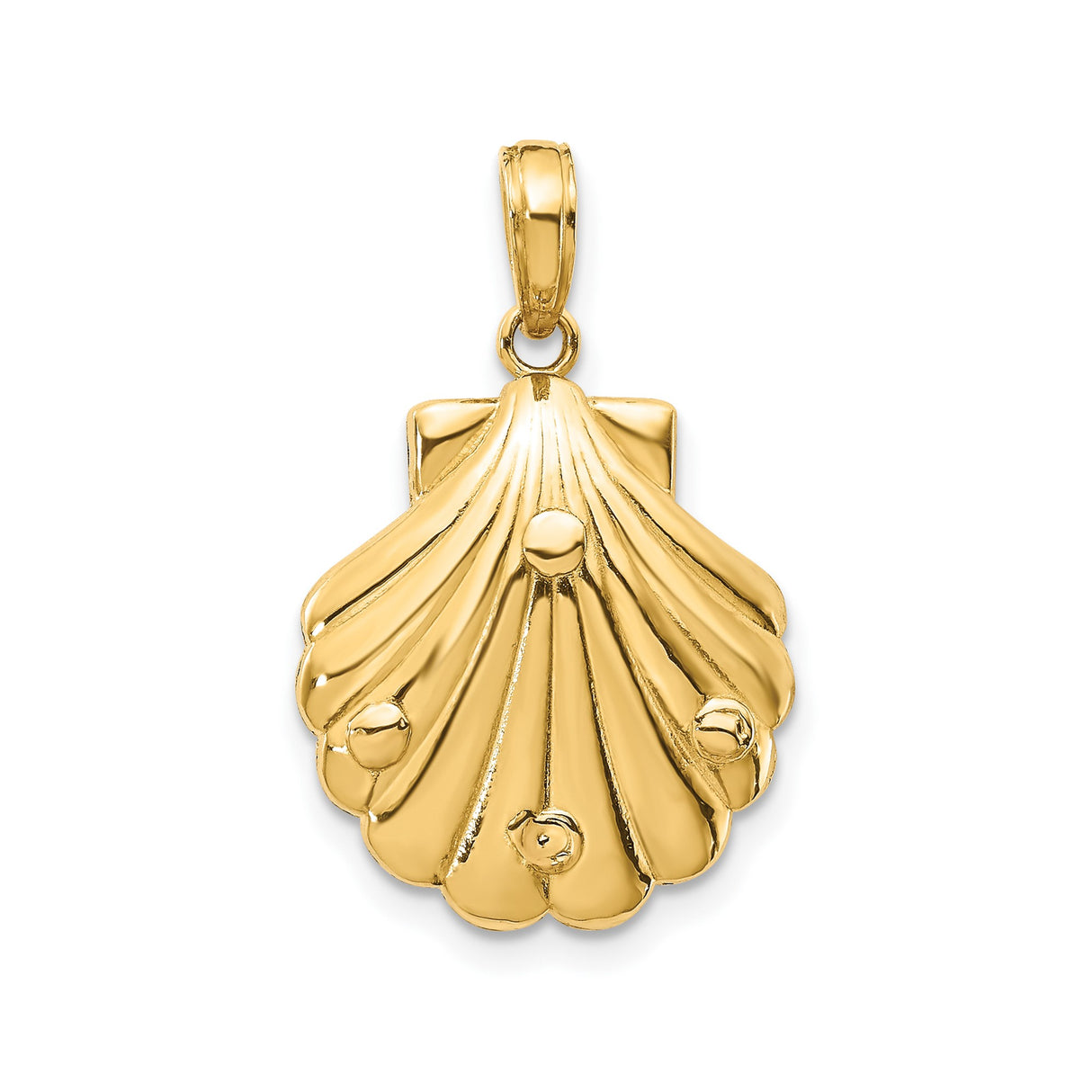 14k Yellow Gold Seahorse Coral Pendant with Textured Seashell Backdrop, Ocean-Inspired Design