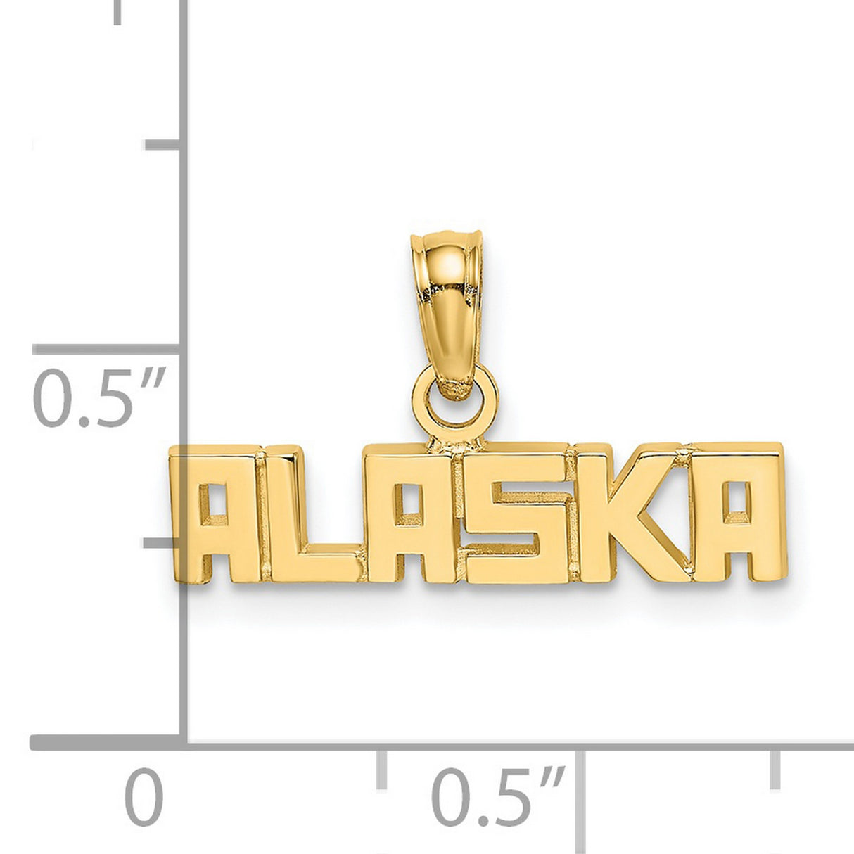 14k Yellow Gold Alaska Pendant with Block Lettering, Travel-Inspired State Charm