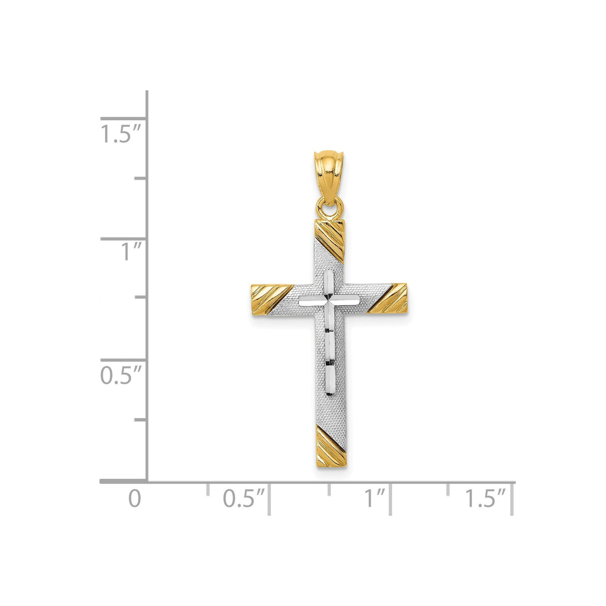 14k Multi-Tone Gold Geometric Cross Pendant with Textured Modern Design for Men and Women