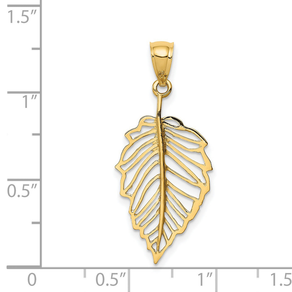 14k Yellow Gold Leaf Pendant, Openwork Botanical Design, Nature Inspired Charm for Women
