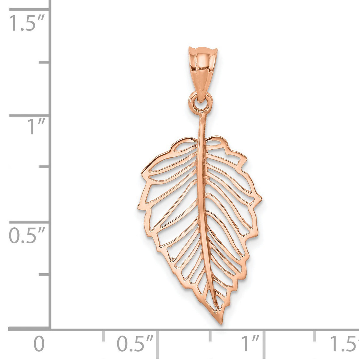 14k Rose Gold Leaf Pendant with Openwork Filigree Design, Botanical Nature Motif