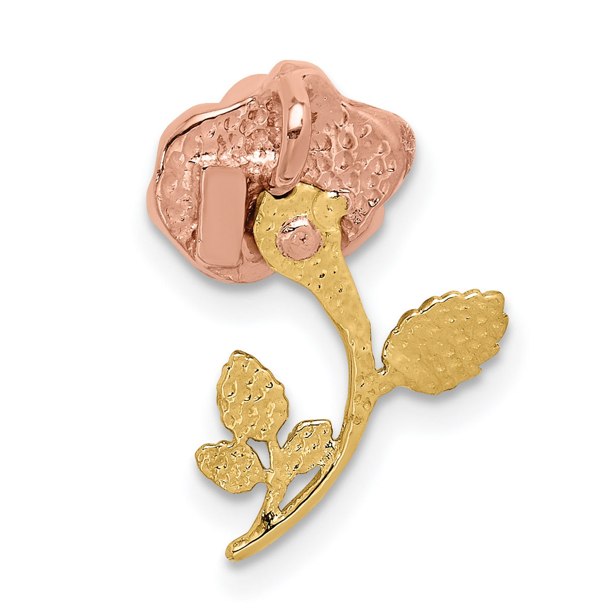 14k Two-Tone Gold Rose Flower Pendant with Detailed Floral Design for Women