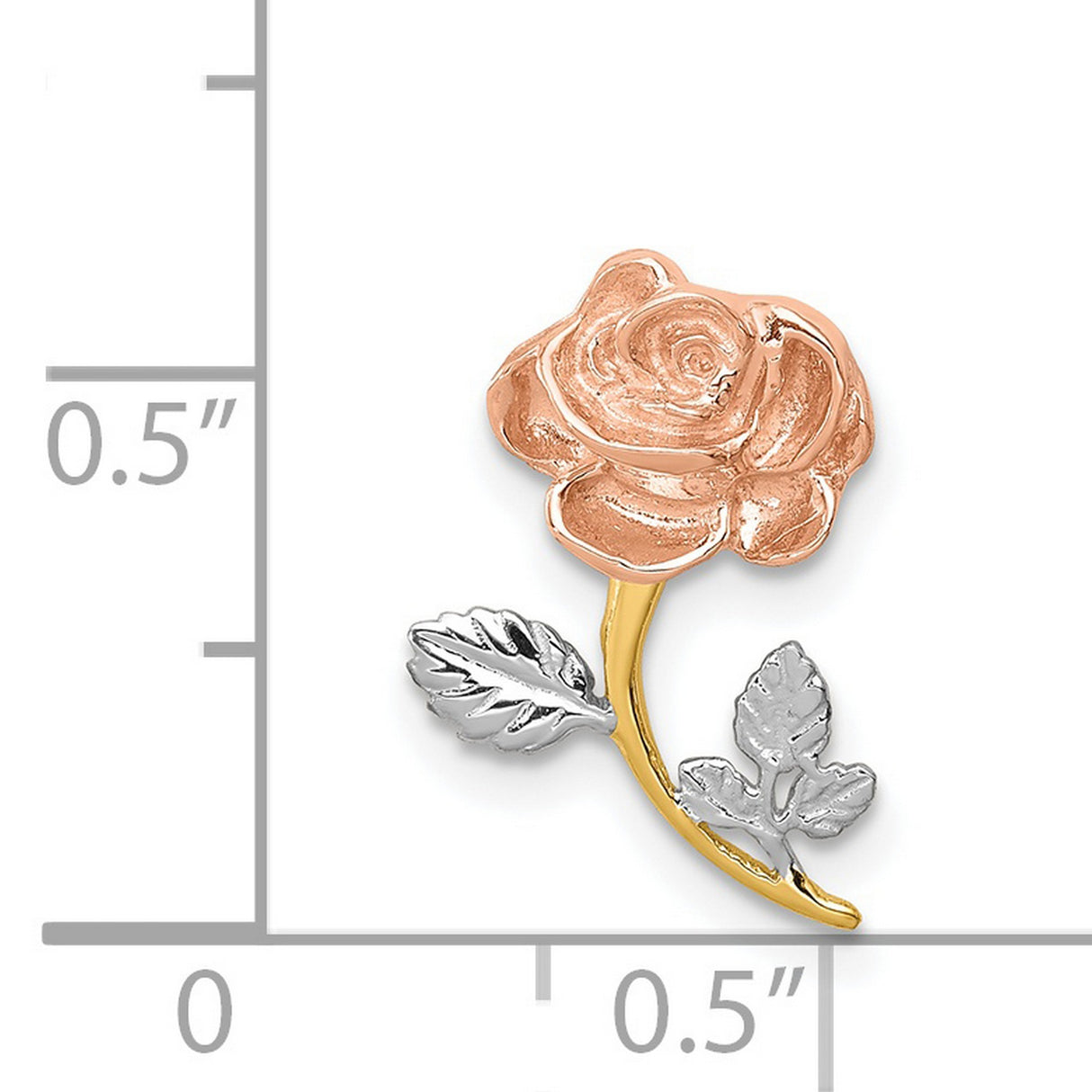 14k Two-Tone Gold Rose Flower Pendant with Detailed Floral Design for Women