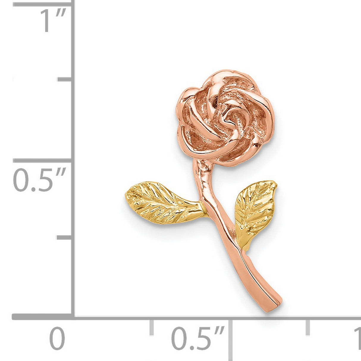 14k Two-Tone Gold Pendant with Rose Bloom and Leaf Motif, Romantic Floral Design